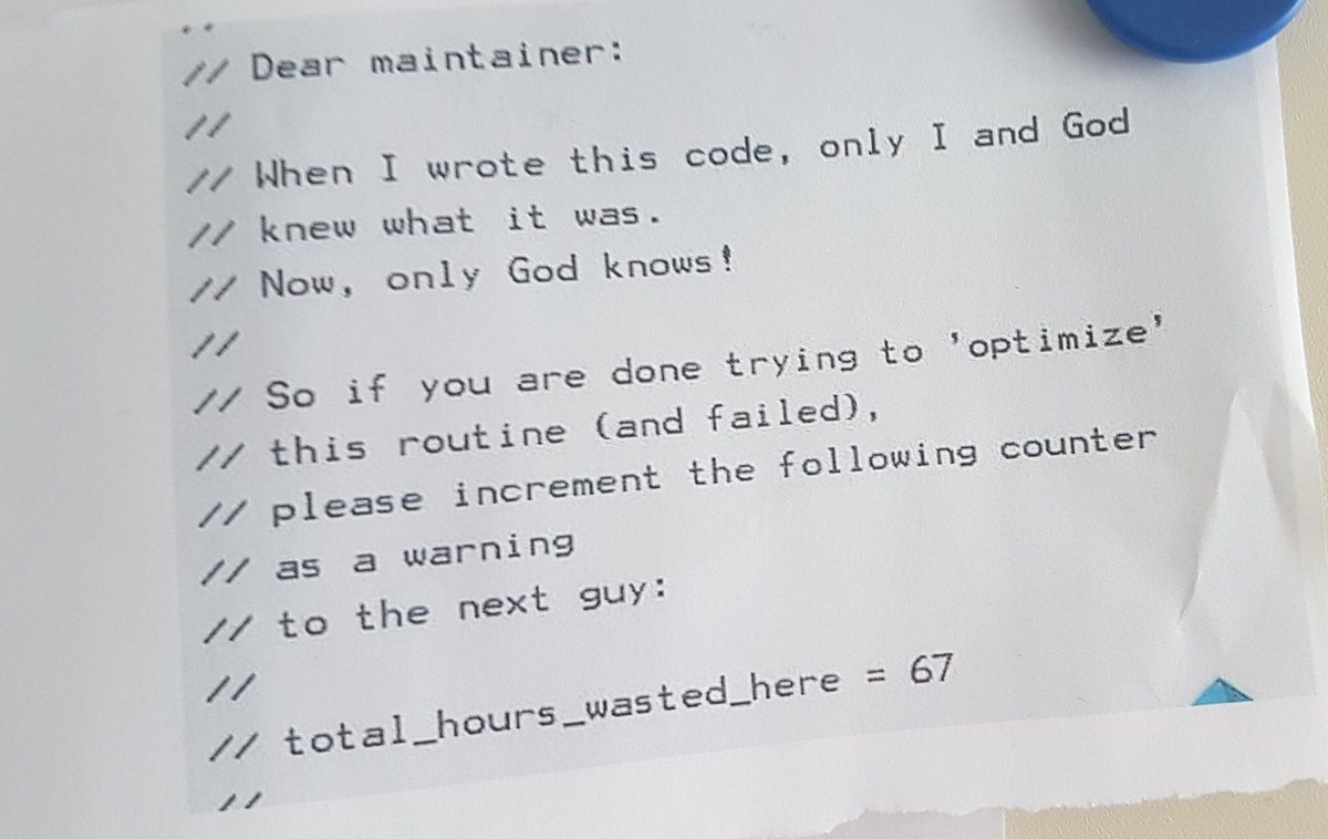 Dan Moorehead | Power Web5 🆓 No-Code App/DB/Sheet (@danmoorehead) on Twitter photo 🤣
Gotta love #SelfAware🤔 #Coders👨💻...
Here's a #Coding #EasterEgg printout was found on <a href="/thesqlgrrrl/">Isabelle Van Campenhoudt #Womxn #PowerBI #DataLove</a>'s client's
🤨
#DevHumor 🤣
Gotta love #SelfAware🤔 #Coders👨💻...
Here's a #Coding #EasterEgg printout was found on <a href="/thesqlgrrrl/">Isabelle Van Campenhoudt #Womxn #PowerBI #DataLove</a>'s client's
🤨
#DevHumor