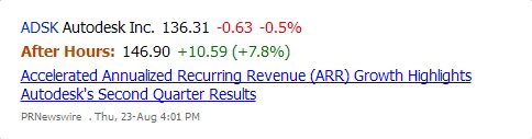 MarketChmln's tweet image. $ADSK #AutodeskInc. gains in after hours trading. See the latest news. marketchameleon.com/Overview/ADSK/…