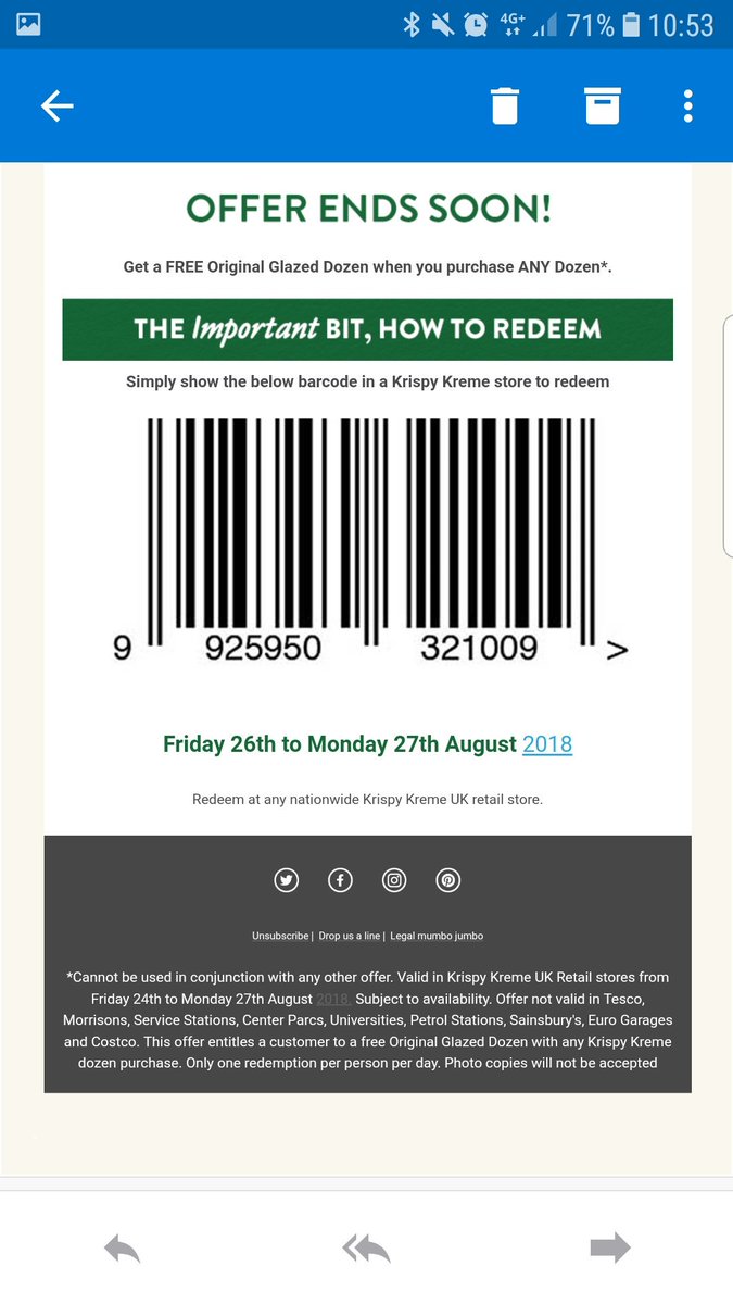 LMiddleton95's tweet photo. @krispykremeUK Please Can I have a free box because I've spotted that the date is wrong? https://t.co/FOVQhE8bkp
