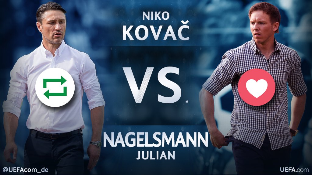 #Bundesliga Matchday! 🙌🎉⚽️

🔁 = Niko #Kovač 🔴
❤ = Julian #Nagelsmann 🔵

#UCL #FCBTSG <a href="/FCBayern/">FC Bayern München</a> <a href="/tsghoffenheim/">TSG Hoffenheim</a>