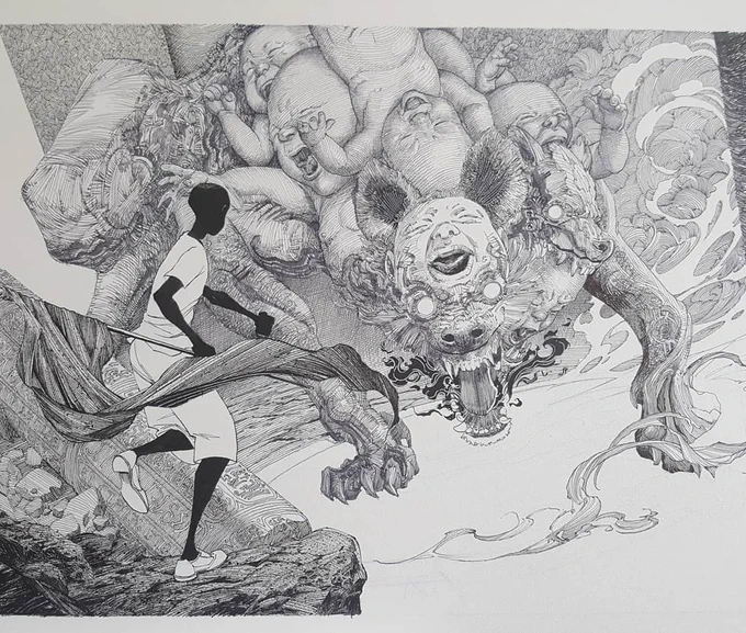 I straight up ruined this piece shortly after taking this process pic. Thought I was being clever. Nope. RIP, little picture. You'll only live on as this snap shot.. :( 