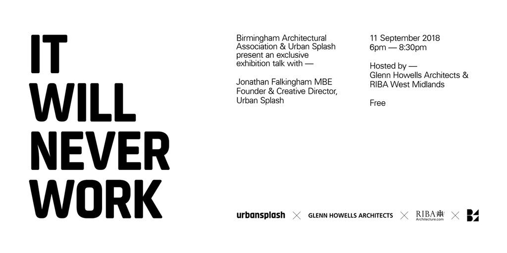 BuildingBrum's tweet photo. Next month @RIBAWestMids & @Glenn_Howells are hosting @Birm_Arch & @urban_splash Founder and Creative Director Jonathan Falkingham for an exclusive talk and tour of the IT WILL NEVER WORK exhibition
Register you ticket here: https://t.co/6oUSRbTOuz
#Birmingham #IcknieldPortLoop https://t.co/hfGggRIJAZ