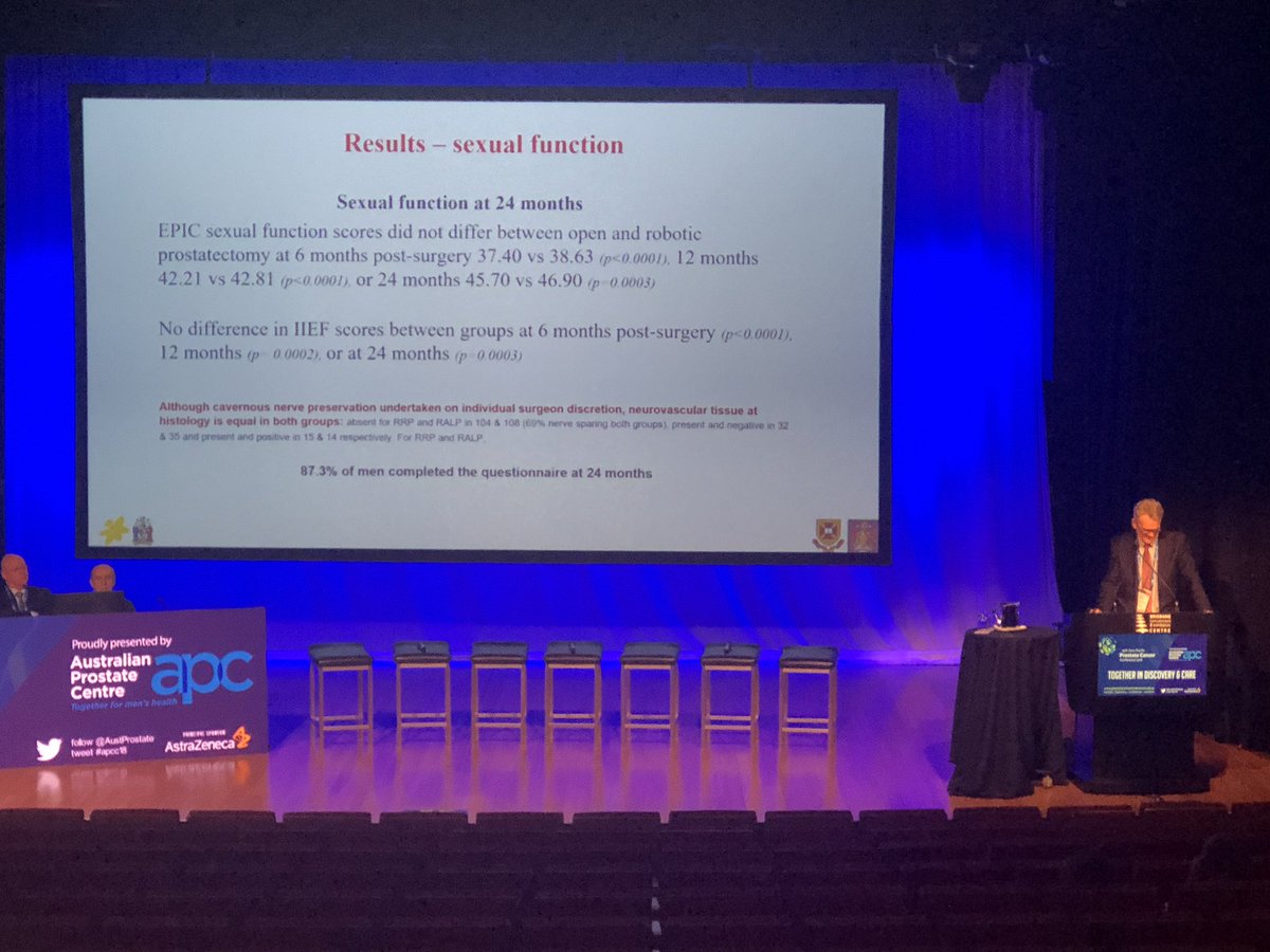 Henry_YC_Pan's tweet photo. Open vs robotic RP debate - n=308 phase 3 RCT in QLD found no difference in oncological outcomes between arms. Lower period complications and blood loss - A/Prof Yaxley #prostatecancer #APCC18 https://t.co/2DTuROuRkY