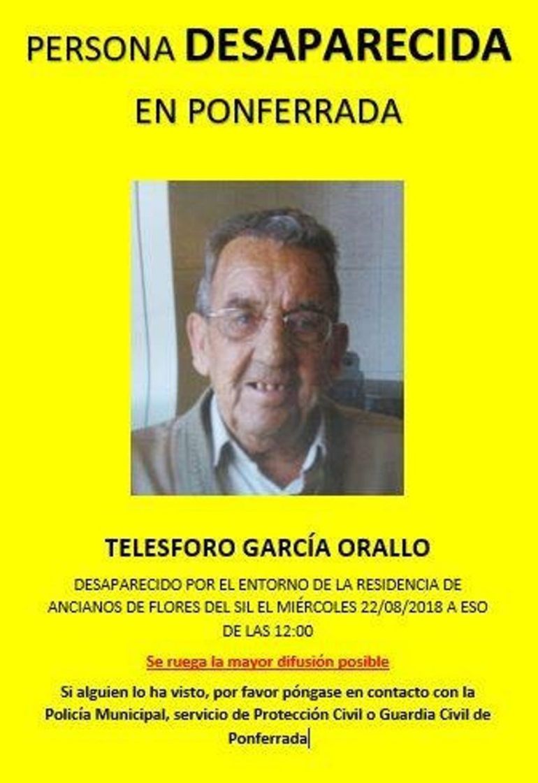 ⚠️ #MuyUrgente 🔴
Telesforo es un #mayor que ha #desaparecido en Ponferrada #León

¿Lo has visto?
☎062
☎112
Tu RT no cuesta nada y puede ser de mucha ayuda