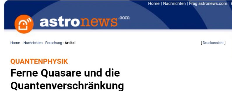 Für die Quanteninteressierten unter euch ;-) 
Quantenphysik: Ferne Quasare und die Quantenverschränkung astronews.com/news/artikel/2…