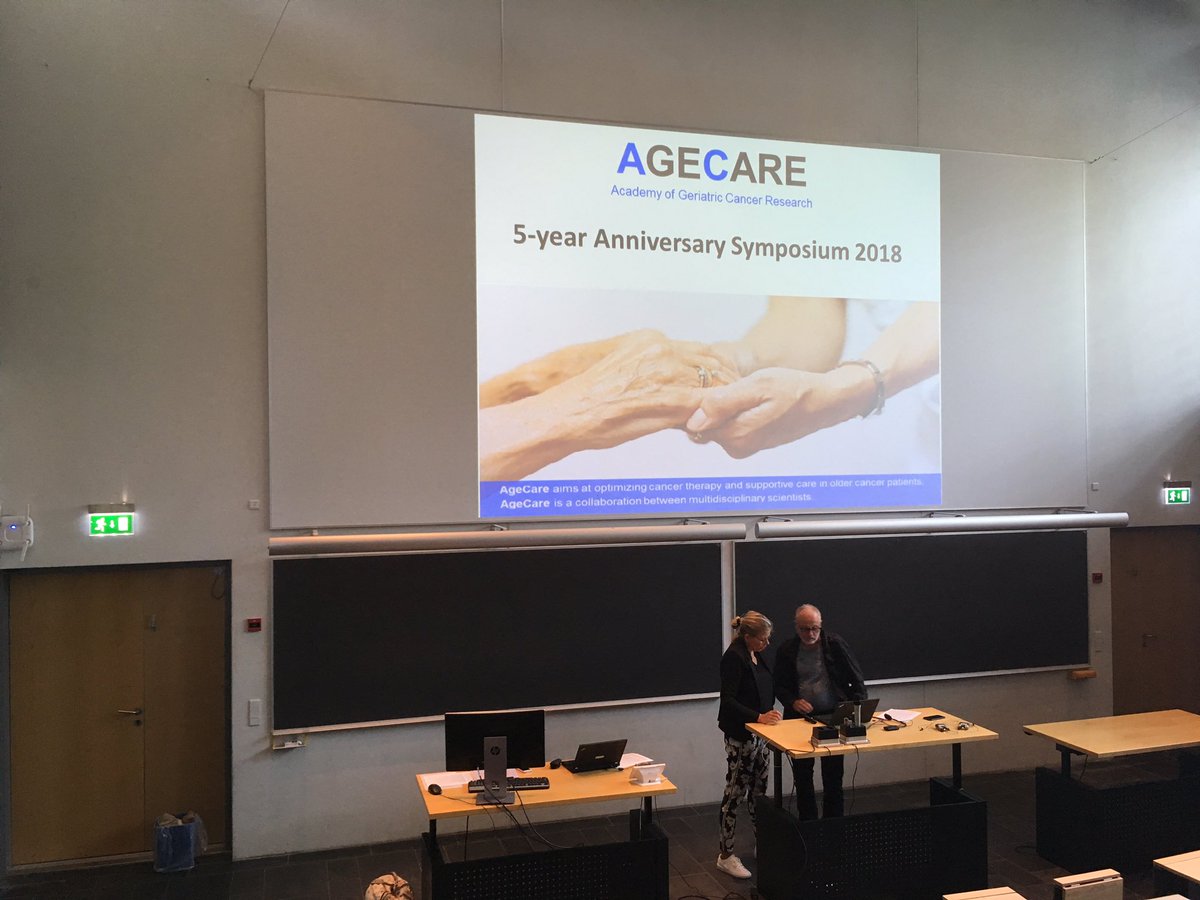 OncoCareOUH's tweet photo. Getting ready to report from 5-year aniversary symposium of the Academy of Geriatric Cancer Research - Agecare symposium #OUHhospital. #gerionc https://t.co/vXg6hzklhV