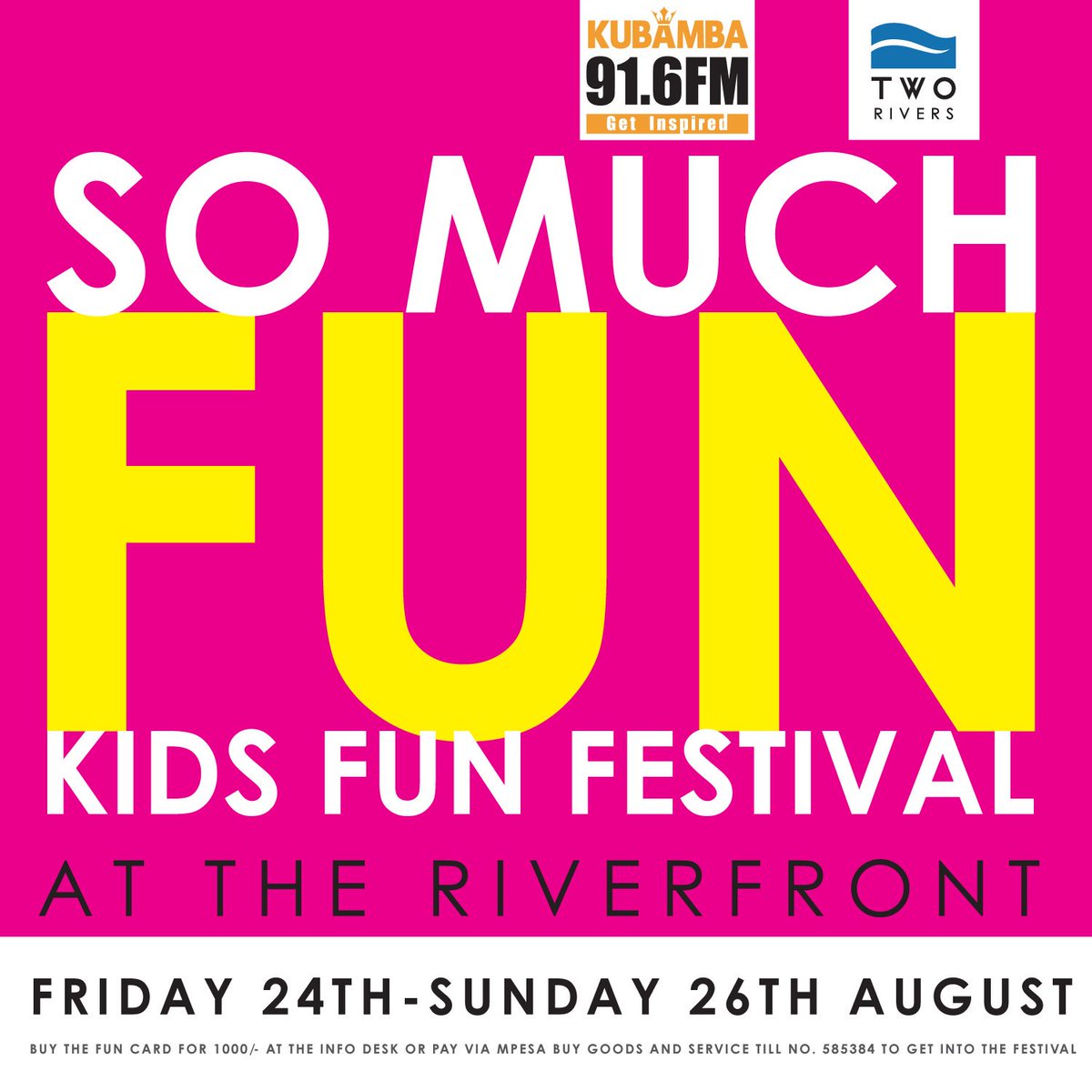 DeejaySeanke's tweet image. See you at @TwoRivers_KE in a few for the Kid Fun Festival with @kubambaradio #TwoMuchFun