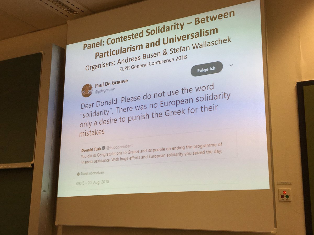 MilazzoEle's tweet photo. The #ecpr18 panel on “Contested solidarity” kicks off! Thanks to the organisers @s_wallaschek @andreasbusen https://t.co/5cRBtpeOe4