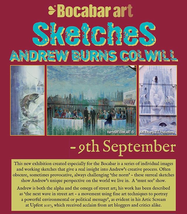 My SketcheS show at the Bocabar, Paintworks, Bath Road, Arnos Vale, Bristol BS4 3EH runs until 9th September. To hear and read more about the work on show go to the_Kane.Gallery. #Bristol #exhibition #art