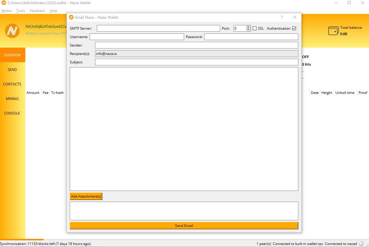 email naza in wallet
