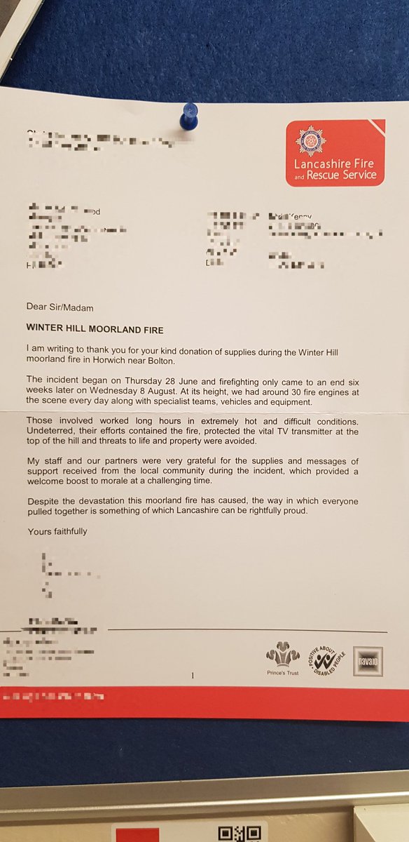 A lovely letter from the Lancashire Fire &amp; Rescue Service thanking our team for our donations ❤ <a href="/pi_lancashire/">PI Lancashire Area</a> <a href="/louiseyarwood1/">louise yarwood</a>
