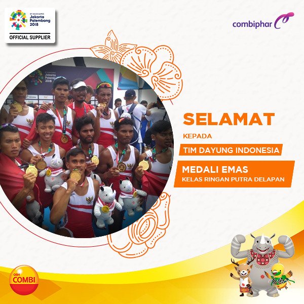 obhcombi's tweet photo. Tim Dayung Indonesia berhasil meraih emas untuk cabang olahraga kelas ringan putra delapan! Ini bukti nyata, jika ada kemauan dan kerja keras, kita pasti bisa kalahkan batas. Ayo dukung terus #IndonesiaKalahkanBatas! https://t.co/cixa1ifJu4