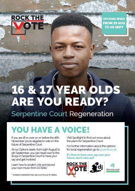 Live in Serpentine Court?  16+? You can Rock the Vote! It's your time. <a href="/BFSTownCouncil/">Bletchley & Fenny Stratford Town Council</a> <a href="/mkcouncil/">Milton Keynes City Council</a> @SHL_Academy