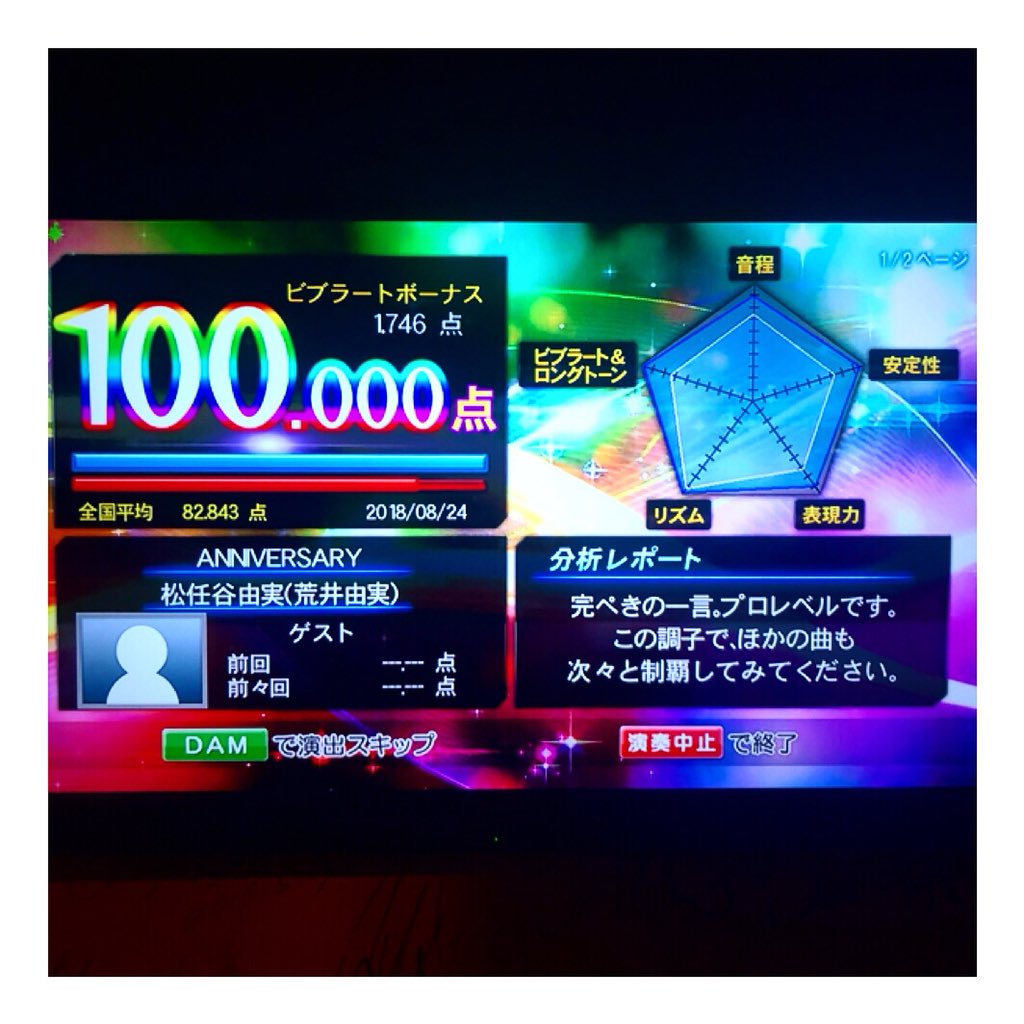 ট ইট র 𝑱𝑨𝑴 𝒛 𝑱𝑨𝑴 100点通算26 27曲目 昨日の営業中暇だったので Kazumaの練習に付き合いながら歌ったら出ました 2曲とも良い曲ですよ 精密採点dx 精密採点dxg 100点 清水翔太 松任谷由実 仙台 国分町 Jamzbar カラオケバー