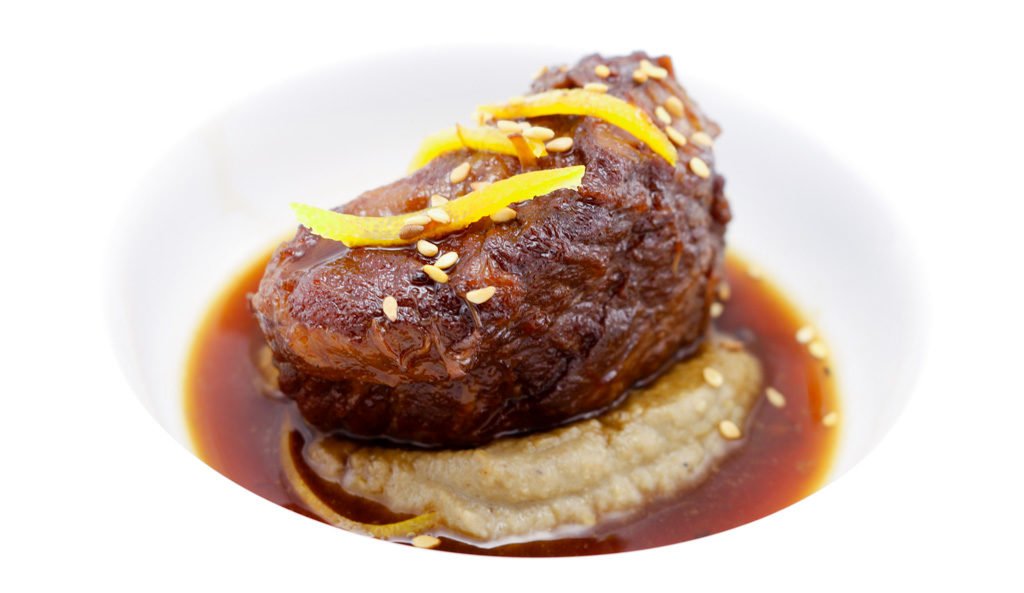 Carrilleras con salsa teriyaki y Baba Ganoush - gastronomia.es/recetas/carril…