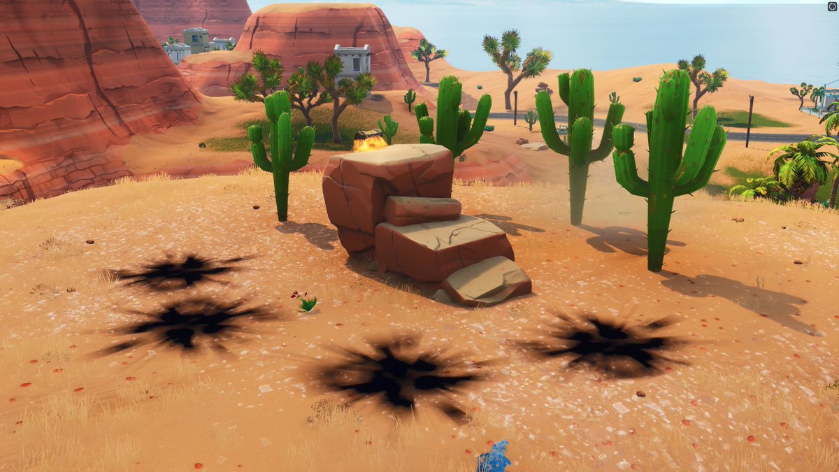 FortniteBR's tweet photo. Lightning is now striking this location (northern H9) every 15 minutes with cacti occasionally being destroyed. 4/8 currently remain.

Strike times: XX:04 XX:19 XX:34 XX:49 https://t.co/EgX4o9ydbE