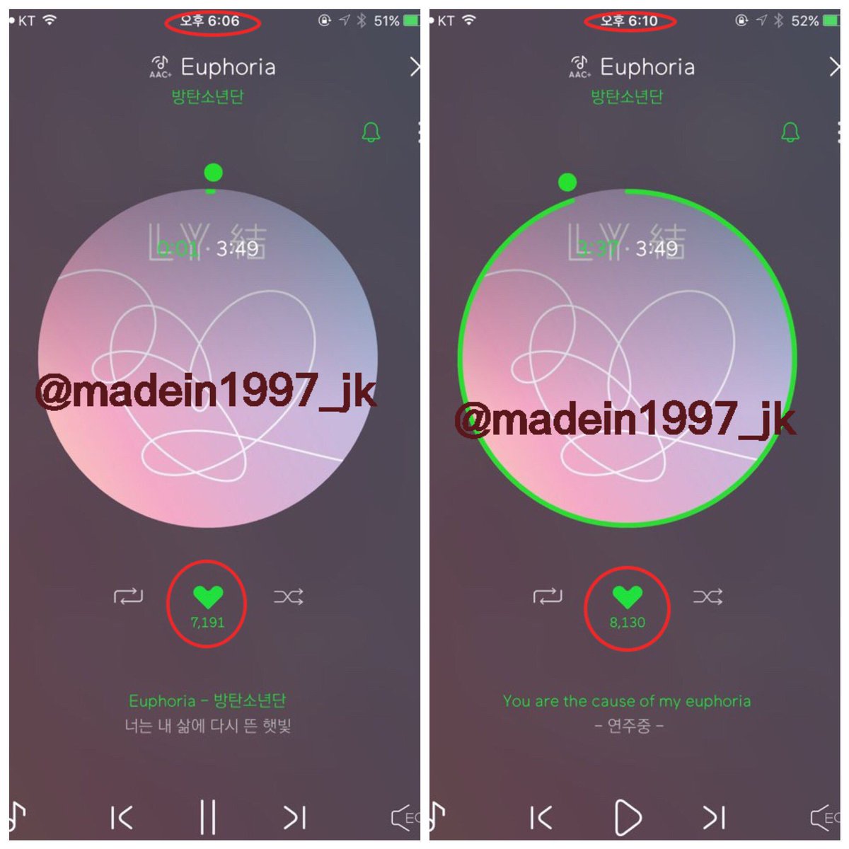 madein1997_jk's tweet photo. 🎁 [스밍이벤트]
참여방법
1. 해당 트윗 RT
2. 멜론화면 예시처럼 시작과 끝화면 캡쳐 (시간 보이게+하트+트위터아이디)
3. 해시태그 #유포리아 #메딘스밍이벤트 달아서 멘션쓰기

IDOL + 유포리아 2곡 같이 보내주셔야 인정됩니다.

당발 9월 1일 몇분인지 아직 미정입니다. https://t.co/f2BiavQJqr