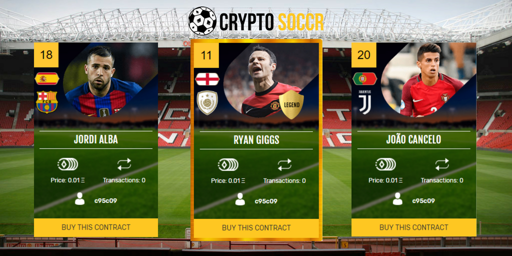 CryptoSoccr's tweet photo. 3 new #players now available on https://t.co/ZAko9g3cLS
 
#Alba 🇪🇸
#Giggs 🇬🇧
#Cancelo 🇵🇹 

Profit from buying and owning the worlds top #soccer stars today 🔥

#CryptoGaming #blockchaingaming #gamers #indiegames #PCGaming #PCGamer #gamers #cryptogamers #ManUnited #Juve https://t.co/rK9jQdpc8P