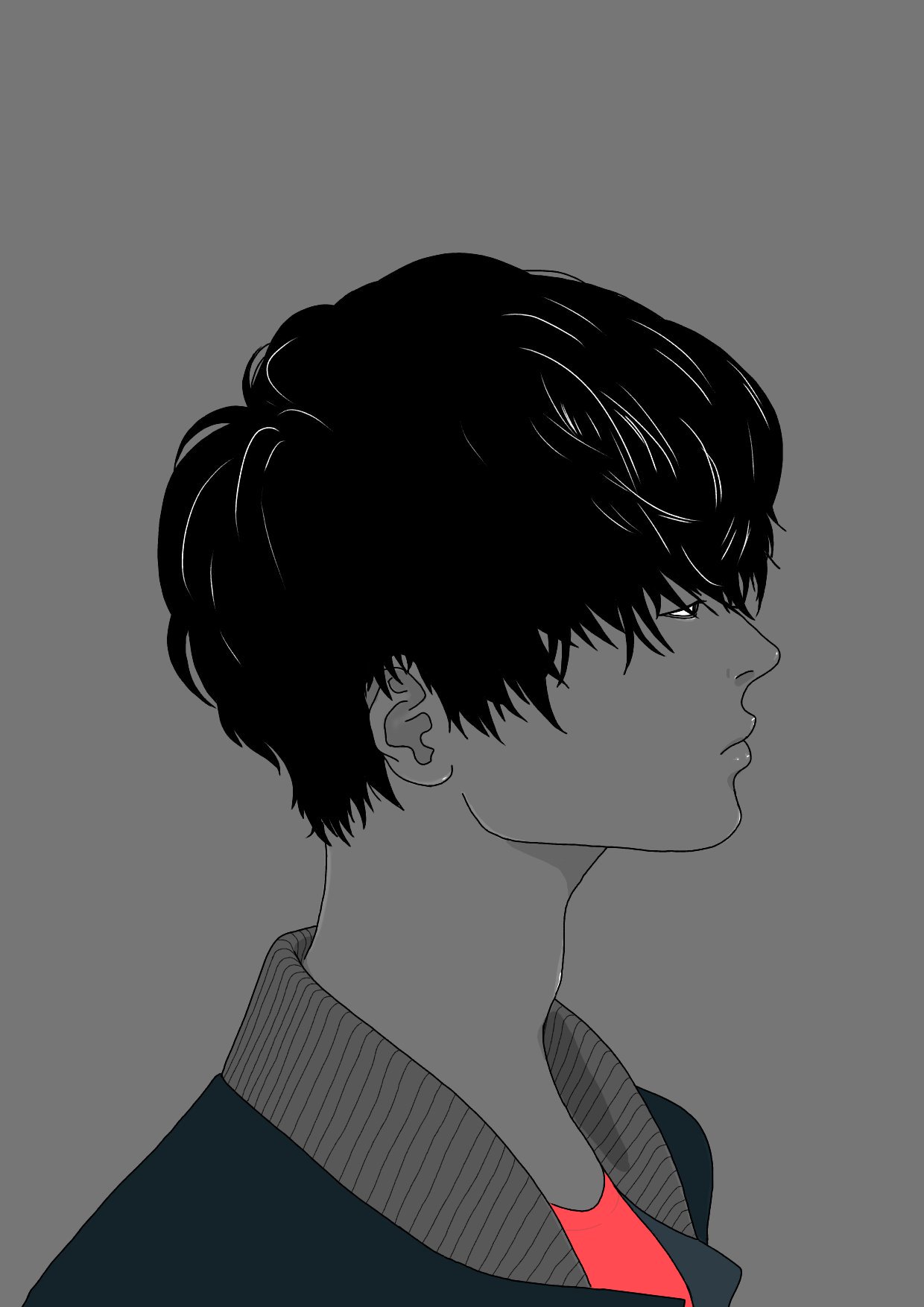 Zozoz 男性 横顔 髪型 黒髪 ヘアスタイル男性 ファッション イラスト イラストナレーション 絵