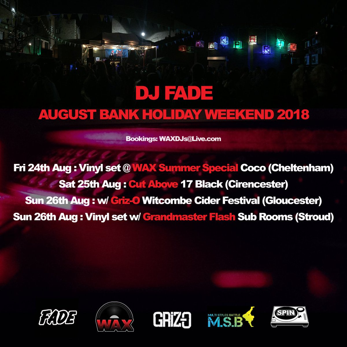 DJ FADE (@deejayfade) on Twitter photo Hope to catch more ppl this weekend... @LateNightCoco <a href="/SeventeenBlack1/">Seventeen Black</a> <a href="/WitCiderFest/">Witcombe Festival</a> & @SubRoomsStroud! Hope to catch more ppl this weekend... @LateNightCoco <a href="/SeventeenBlack1/">Seventeen Black</a> <a href="/WitCiderFest/">Witcombe Festival</a> & @SubRoomsStroud!