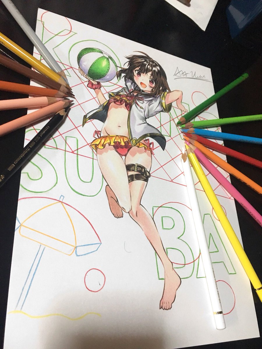 SSSUUU62399663's tweet photo. このすばからめぐみん模写しました！
14巻にあった絵です。
背景描かんほうが良かったかも😅
#この素晴らしい世界に祝福を
#めぐみん
#色鉛筆画 https://t.co/pgQrwX4uwJ
