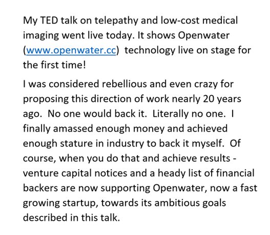 mljmljmlj's tweet image. My @tedtalk just went live: go.ted.com/maryloujepsen More on the talk and our progress: openwater.cc and bit.ly/2o8BejW