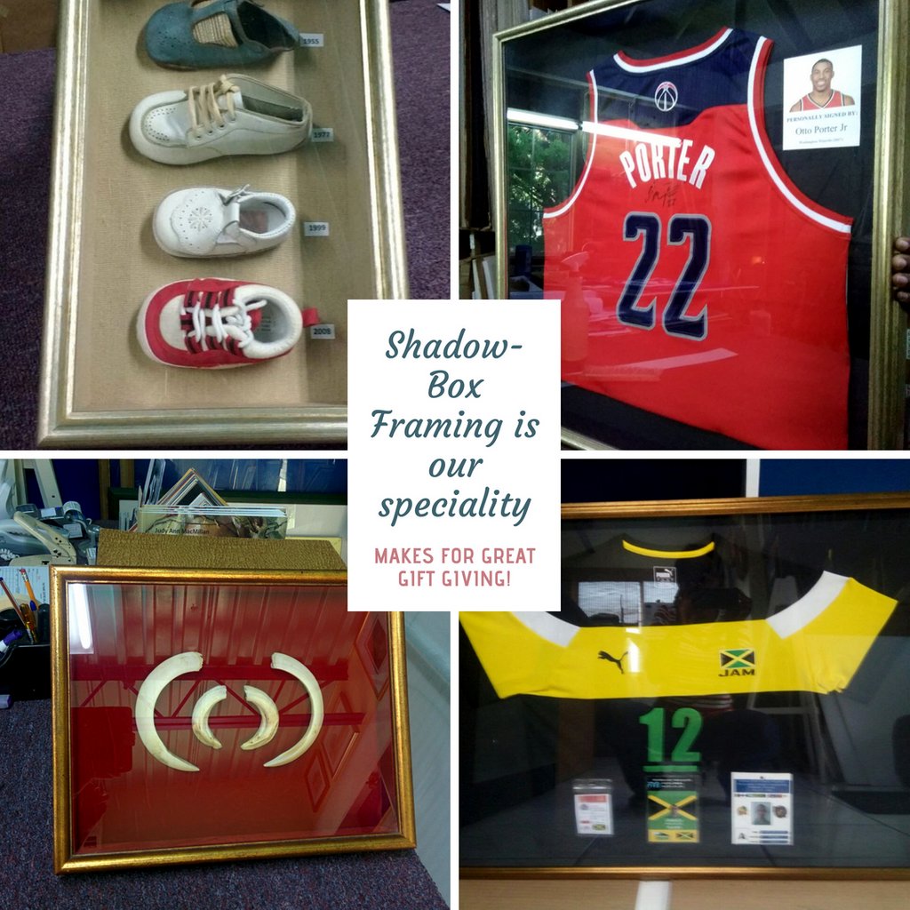 FrameCentreJA's tweet image. 👊🏽We are very good at what we do! Shadow-box framing is our specialty. If we can build a frame around it we can shadow-box it! Any memento that&apos;s special to you is special to us, let us preserve it for you with a #shadowboxframe Call Frame Centre at 978-3980.