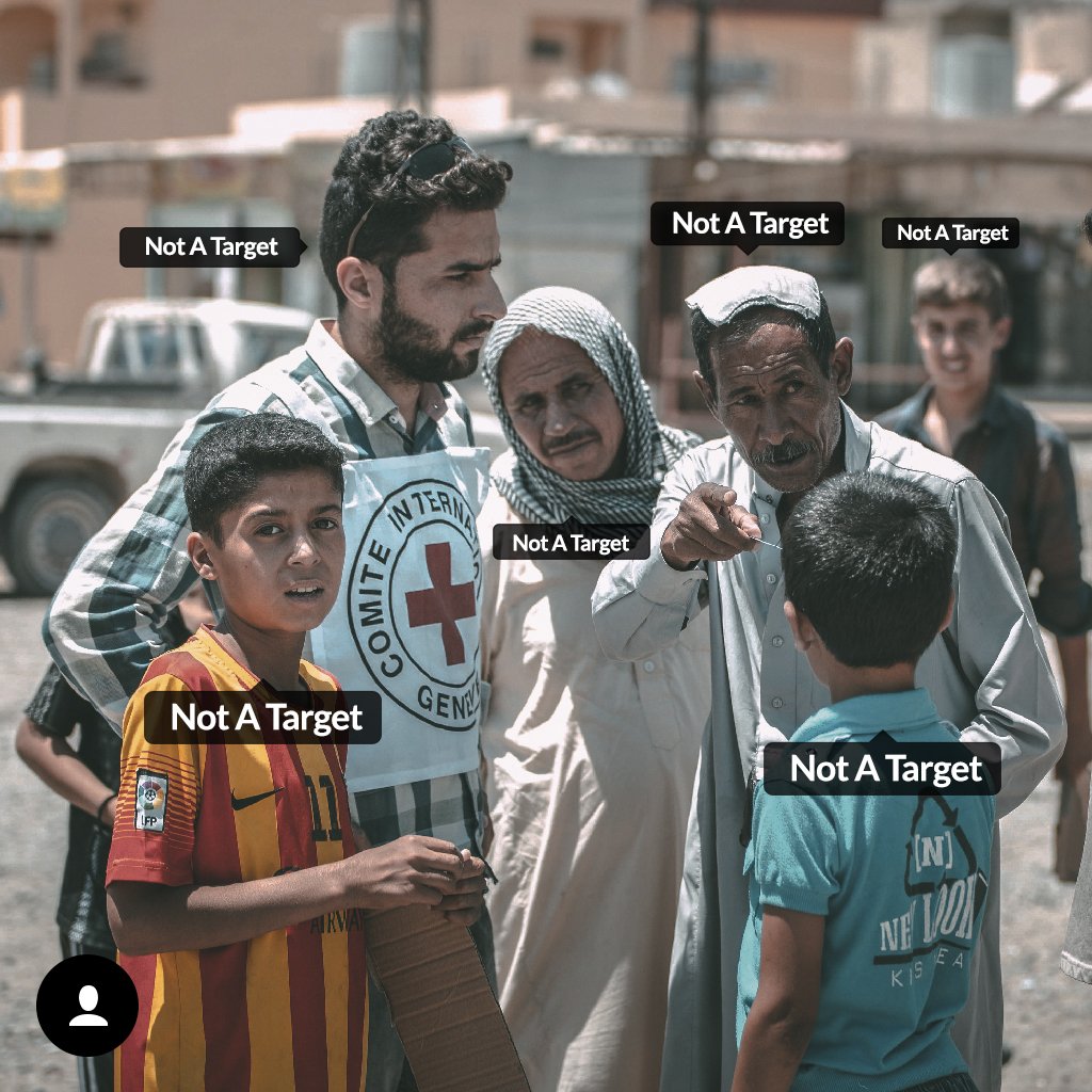 ICRC's tweet photo. The rules of war are clear. 

#NotATarget. https://t.co/CBKT6YIGlU