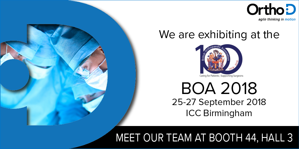 We look forward to meeting you at the #BOACC this September! *** Booth 44, Hall3 *** #BOACentenaryYear #OrthoSurgery #Orthopaedics #Trauma #TotalKneeReplacement #TKR #TotalHipReplacement #THR #surgery #NHS @BritOrthopaedic
