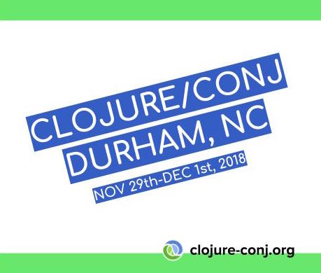 clojure_conj's tweet image. Clojure/conj 2018 CFP closes next Friday, 8/31. You still have time to share your great ideas! cognitect.wufoo.com/forms/clojurec…