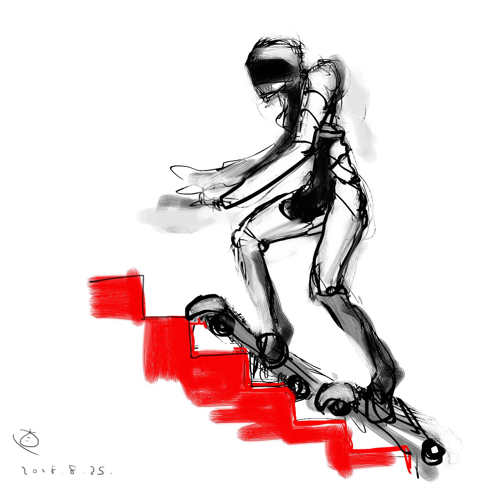 加藤直之 スタジオぬえ Sfイラストを描いてます 階段 では 別に人間と同じように律儀に一段いちだんを登らなくても まとめて2 3段くらい登ってしまっても良いかもしれませんね その場合 スキーのジャンプの