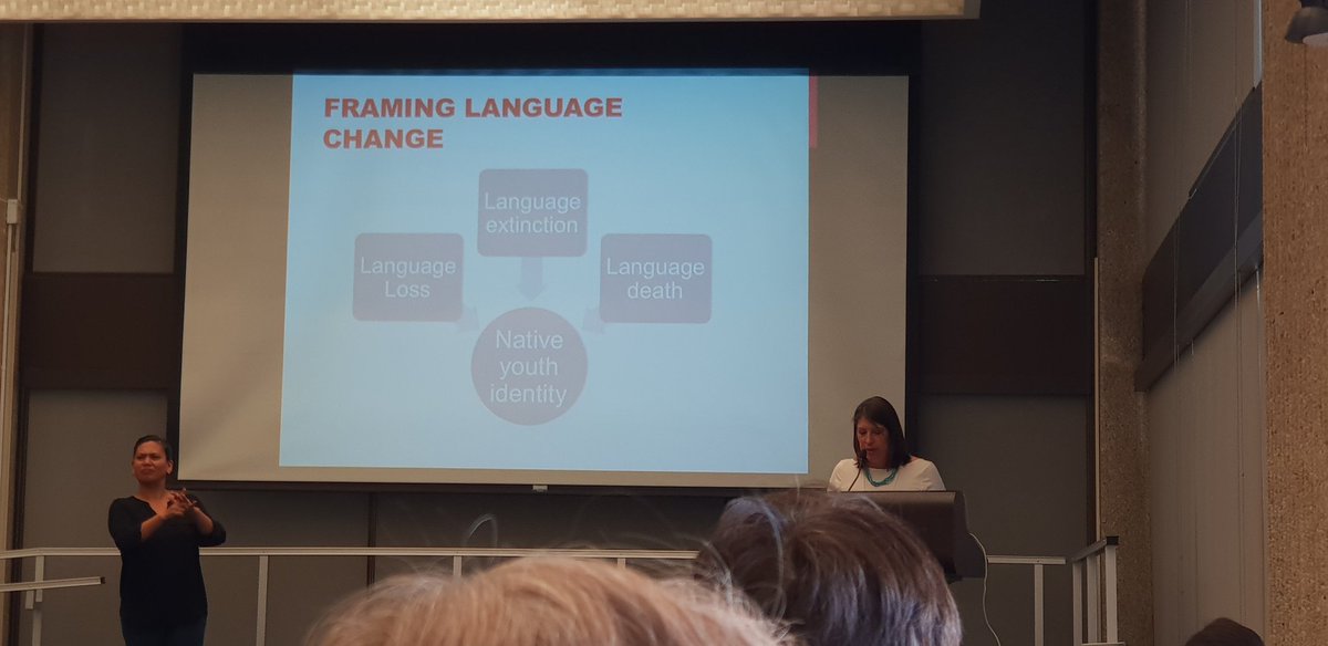 ShakinaRaj's tweet image. Terms like #languageloss, #languagedeath and #languageextinction come from a deficit perspective and have a negative impact on #Indigenous youth&apos;s identity and sense of self -Prof. Tiffany Lee #LPP18
