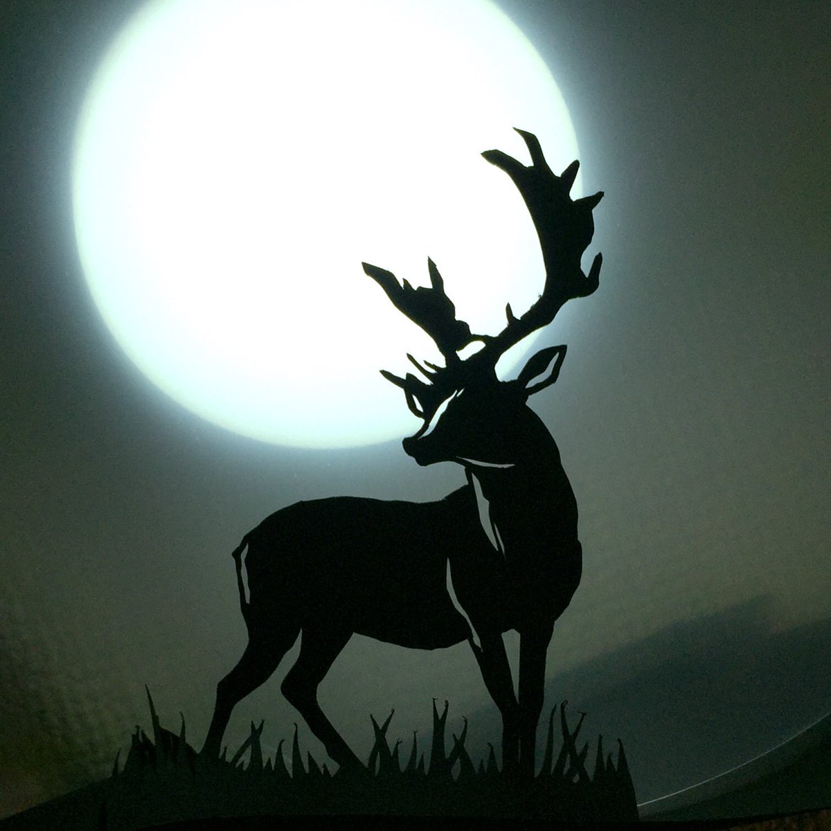 切り絵作家 草太 今日の切り絵 Fallow Deer ダマジカ Moon 月 鹿 フリーハンド切り絵