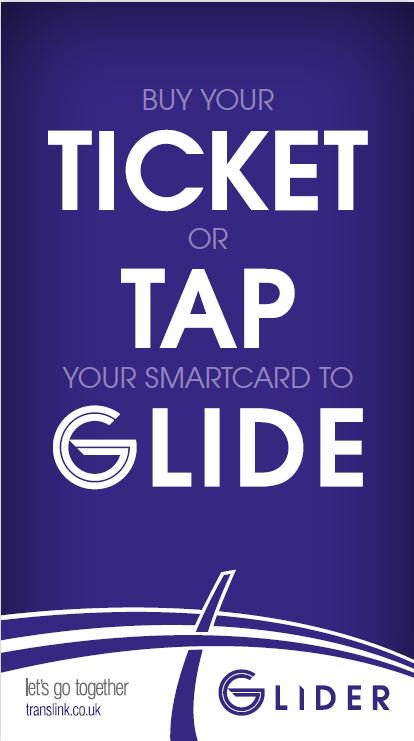 GliderBelfast's tweet photo. #MET passengers on the #GliderBelfast route be advised - from September 3rd you can use your current #Smartlink #DayLink #yLink and other #Smartpasses to board Glider, just tap and go! ^CS https://t.co/ntHd6spADQ