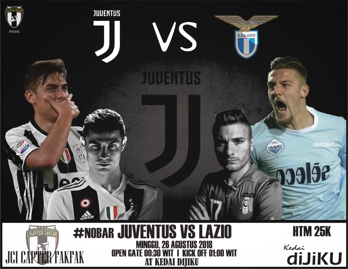 JCIFakfak's tweet photo. #Nobar Serie-A Giornata 2
Juventus vs Lazio
Minggu 26/8/18 - Open Gate: 00.30 WIT - @kedaiDijiku
Open For All Juventini #FinoAllaFine #forzajuventus @JCIndonesia @JCIFakfak https://t.co/Sh7f4GvG2m