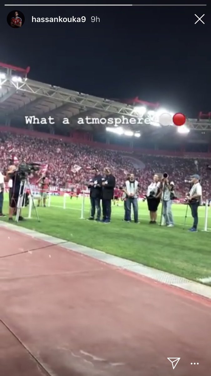 OlympiakosFr's tweet photo. Hier lors d’#OLYBUR dans sa story Instagram notre attaquant #égyptien Ahmed #Hassan aka #Kouka était impressionné par l’ambiance du #Karaiskais qui était en forme hier soir ! À toi de le faire vibrer ce stade #AhmedHassan ! #Masr #Egypt #Olympiakos https://t.co/NLfevEV8Du