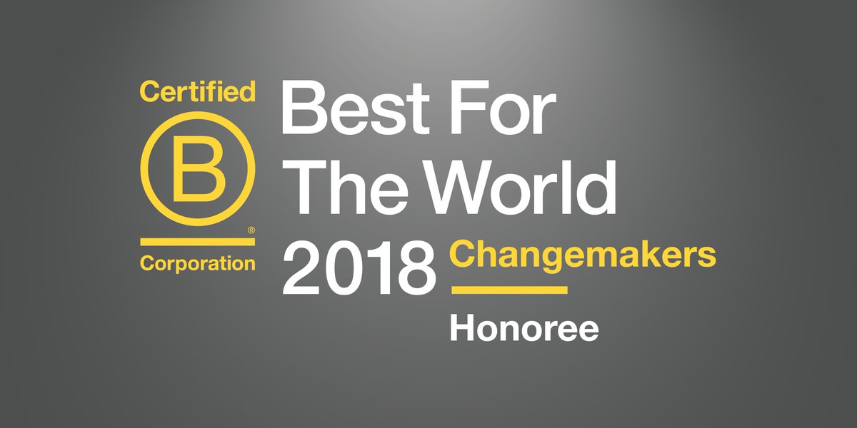 Congrats to all the 27 European #BCorp  #bestfortheworld18 honourees!
@Ecosia @WakaWakaLightNL @D_Orbit @R4SGroup @Schuttelaar
@mondora @worldcoo @generousminds @Enviu @CitizenCapital @soulbottles @ekodev @elvisandkresse @CharityBank @Leapness …and more!

#ReinventingBusiness