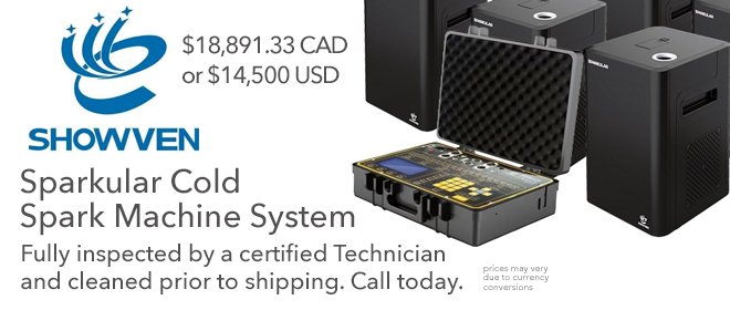 gearsource's tweet image. #Showven Sparkular Cold #SparkMachine System now on GearSource.com. We have a set of six available. Click here to see &amp;gt; (ow.ly/sijx30luZQ7). Have a question? Contact us at (866) 669-GEAR or inquiries@gearsource.com.