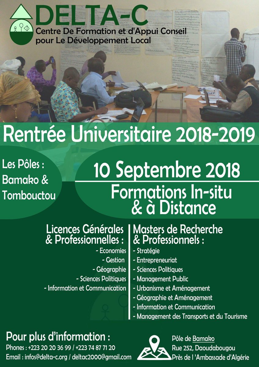 deltac_ml's tweet photo. Une seule date 10 Septembre 2018
Delta-C
#DeltaC 
#Developpement #Local #Amenagement #Strategies #Entrepreneuriat
#Rentrée #Universitaire https://t.co/9cArfjUKf6