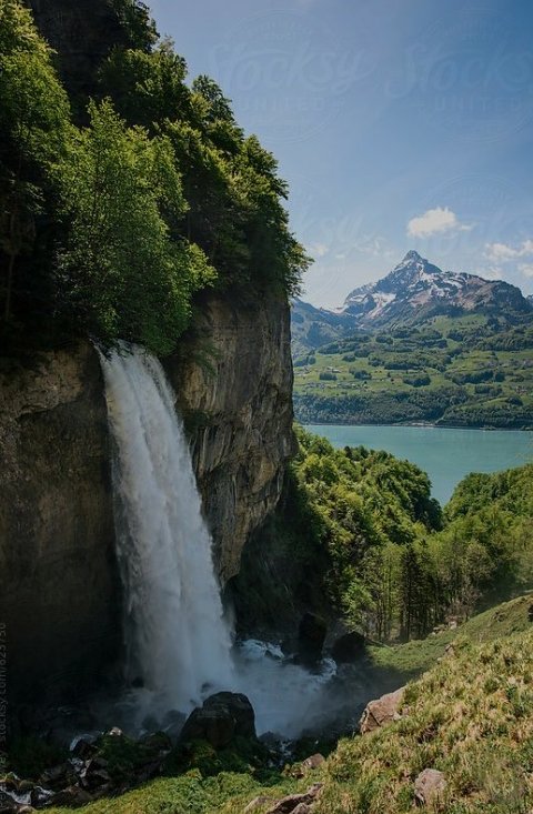 Rhinquelle waterfall at Seerenbach, Wesen, Amden, Switzerland