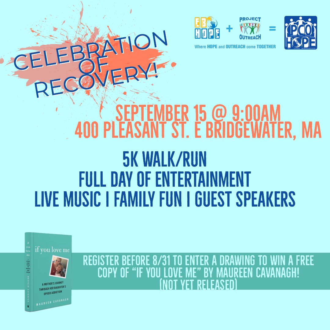 EBsHOPE's tweet image. The Celebration of Recovery is just a few weeks away!  Register  by 5pm on August 31 to be entered into a Drawing for a FREE Hot off the Press - Not even yet Released and Signed by Author and our Guest Speaker Maureen Cavanaugh  "if you love me"   Don't wait!  Register today!