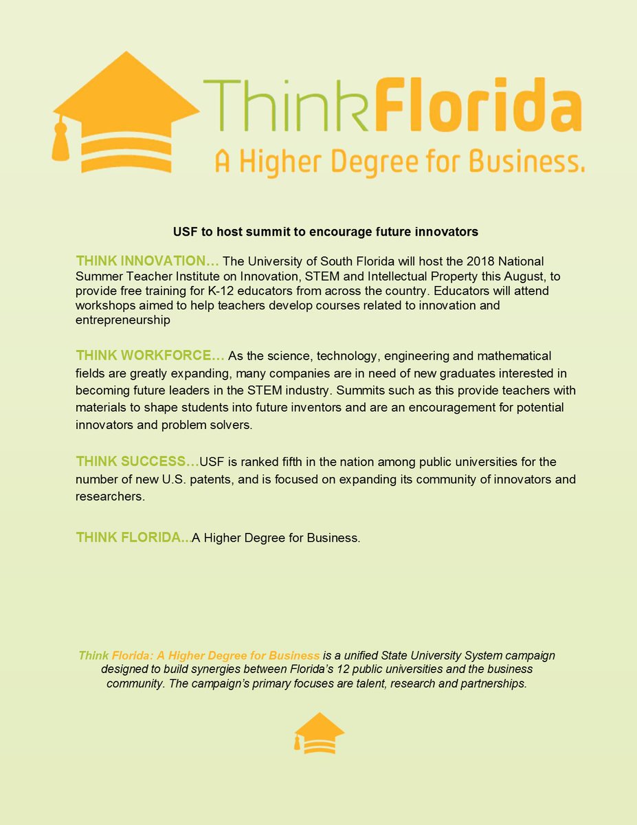 RoofClaimUS's tweet image. @USouthFlorida will host summit to encourage future innovators..! #USF #ThinkFlorida ow.ly/2zoI30lwRb5