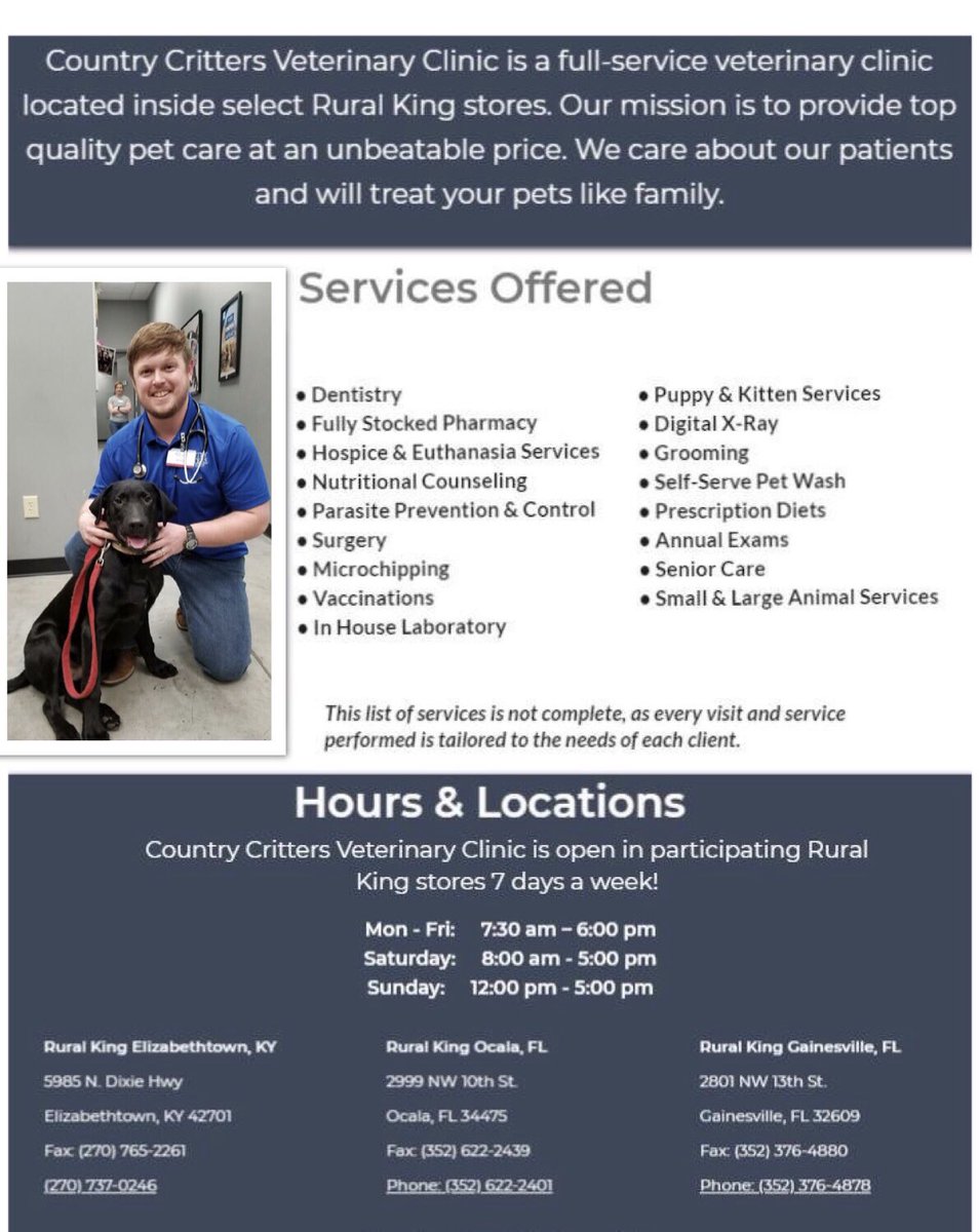 Veterinary Doctors Rural King Vet Clinic Veterinary Medicine Dr K