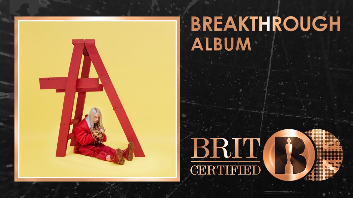 BRITs's tweet photo. 🙌 Big congrats to @billieeilish as 'Don't Smile At Me' has just been #BRITcertified Breakthrough! 🇬🇧📀 https://t.co/7j5JxyTjGC