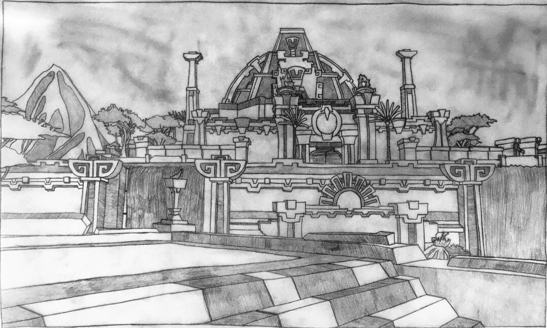 Archarus's tweet photo. Dazar’Alor the capital of troll zandalari #WorldofWarcraft #BattleForAzeroth #drawing #picture #wallpaper https://t.co/fQu9Ig0raH