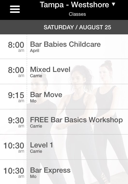 BarMethodTampa's tweet photo. Wonder what Bar Method is all about? Come tomorrow (Sat 8/25). Free barre AND @ReBuiltMeals will be in with snacks. Reserve your spot 🆓 for any class (except #BarMove) in #MindBody app or email us. #BarBasics #TampaFitness #OpenHouse https://t.co/capfDzUgmq