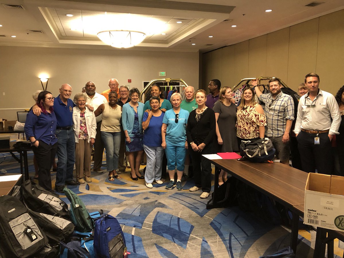 ParoleRotary's tweet image. Club Members with Evening Club, Parole Community Assoc and Doubletree Hotel loaded back packs for Mills Parole Elementary School