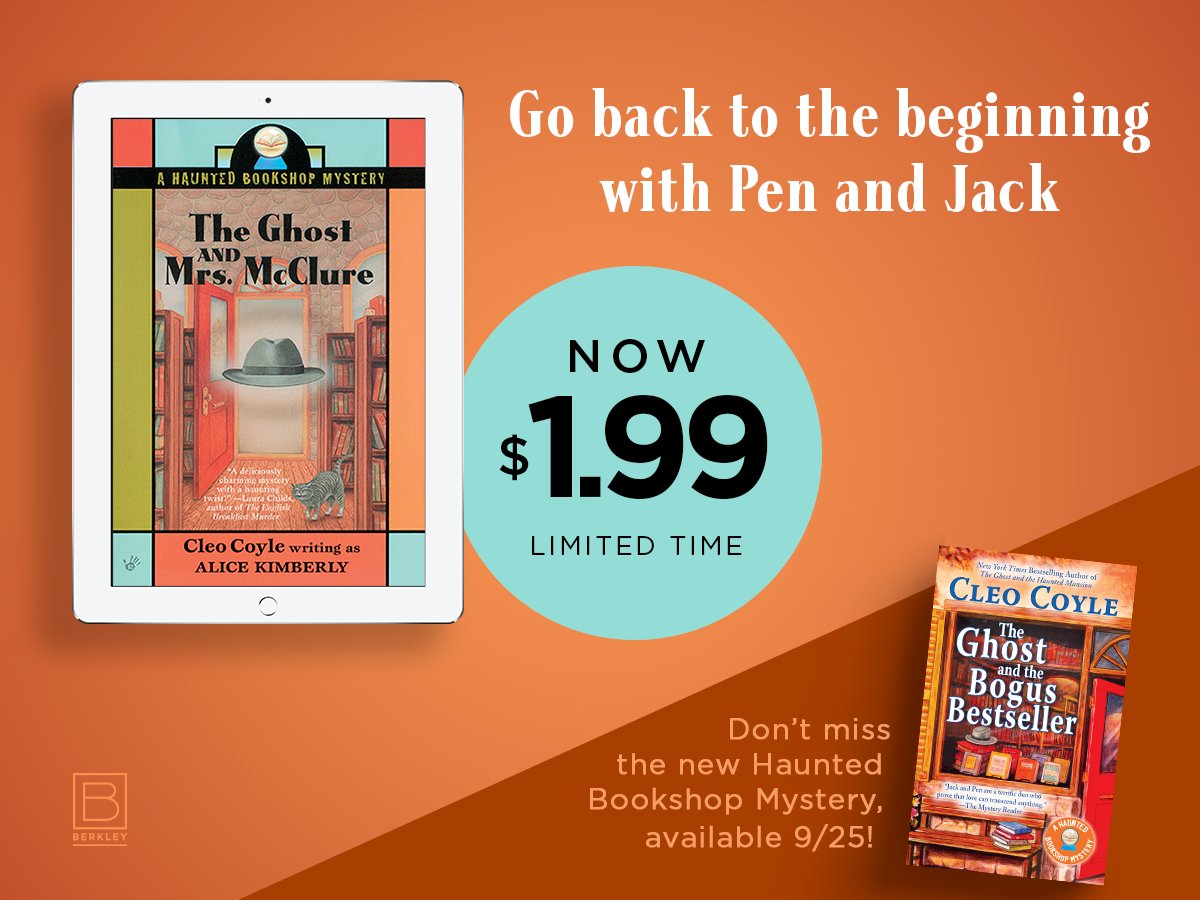 BerkleyMystery's tweet image. “Part cozy and part hard-boiled detective novel with traces of the supernatural, The Ghost and Mrs. McClure is just a lot of fun.”—The Mystery Reader 
Grab this one while it&apos;s on sale for $1.99! bit.ly/2OZcB4v
@CleoCoyle
