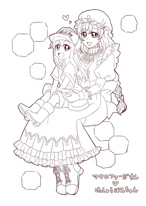 金ロー見ながら描いてたマクロファージさんと血小板ちゃん 