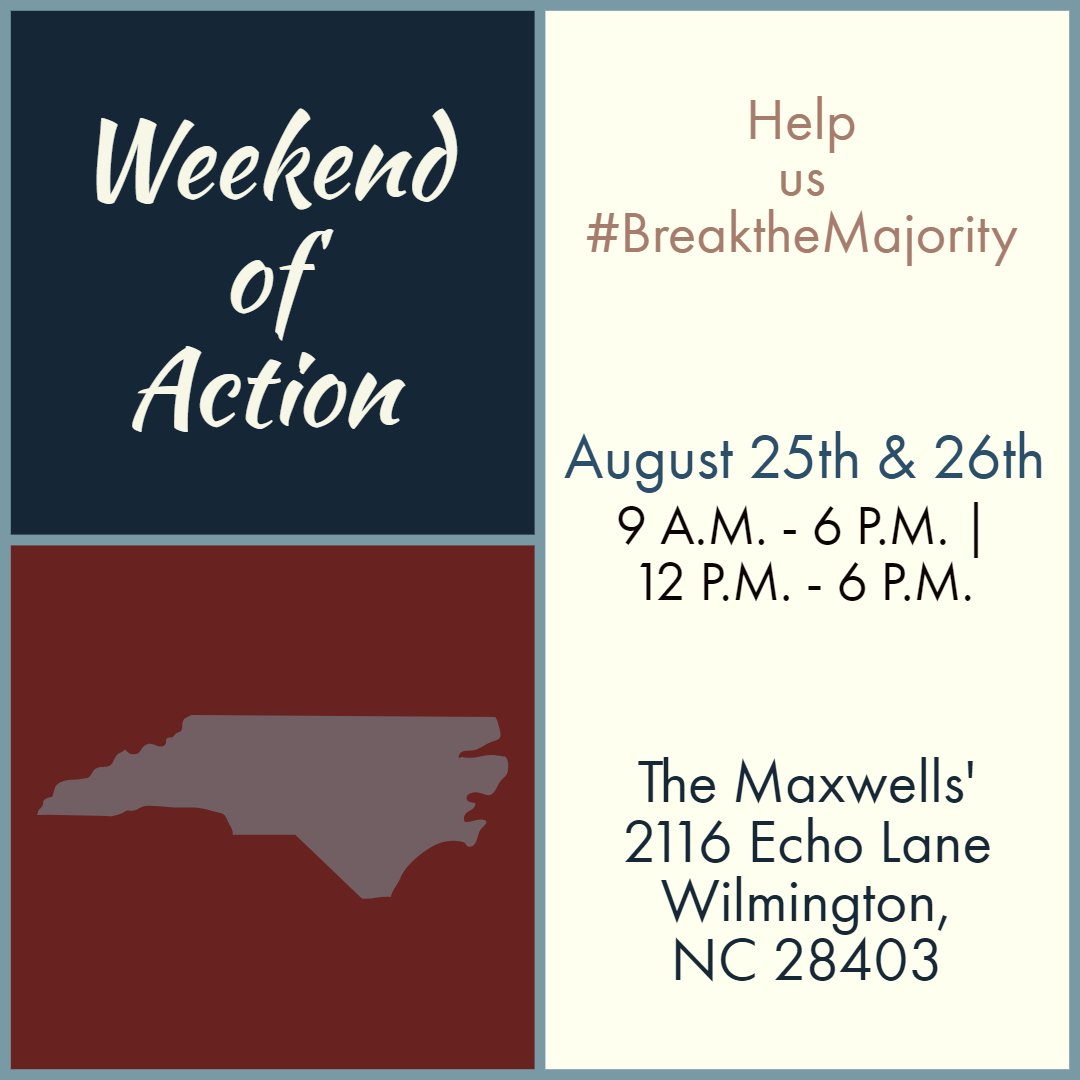 dmcmean1's tweet photo. It's not too late to help us #BreaktheMajority. Join us for our Weekend of Action 😎😁!

#TurnNCblue #TheNorthCarolinaDemocraticParty #WeekendofAction #WoA

To join, click this link: https://t.co/if6CJhRh2U https://t.co/31boW79LkS